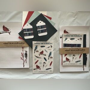 Peach & Poppy Co. Winter Birds Sticker & Snail Mail Kit — Red, Blue, Cream